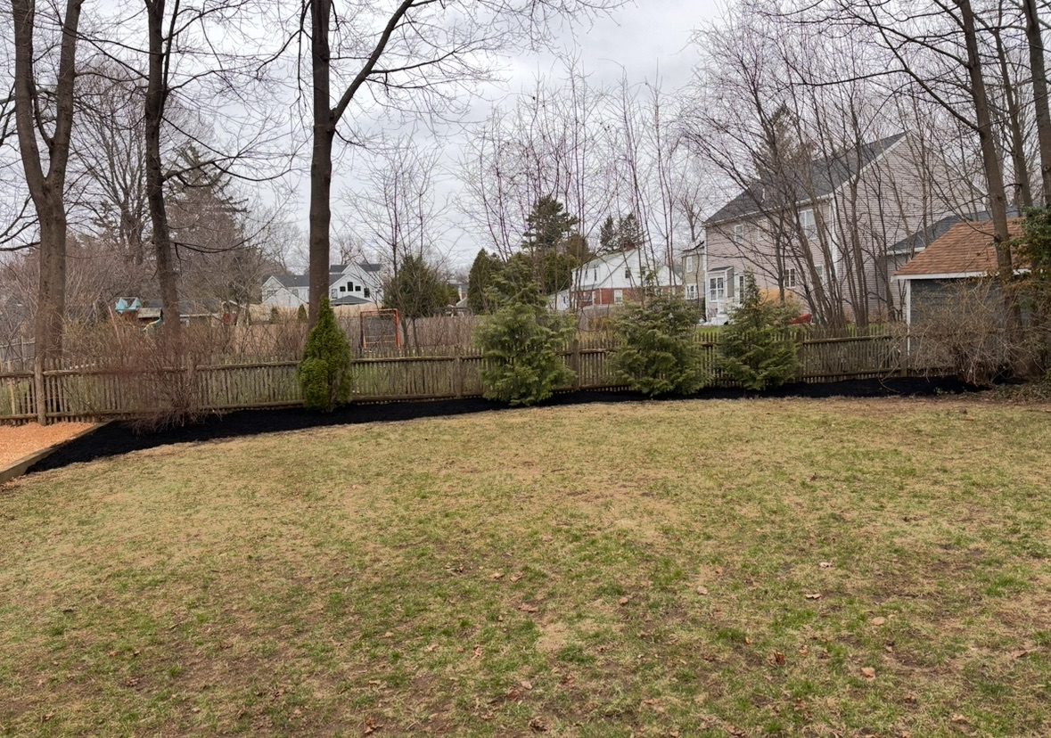 Fresh mulch laid down after a spring cleanup