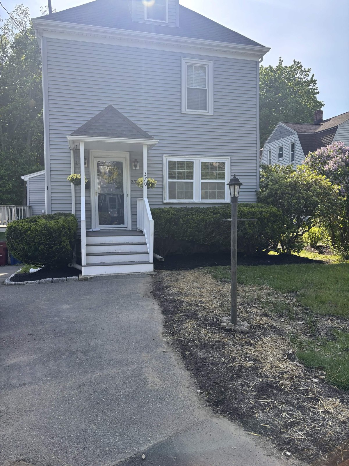 Green repaired lawn along a clean driveway edge